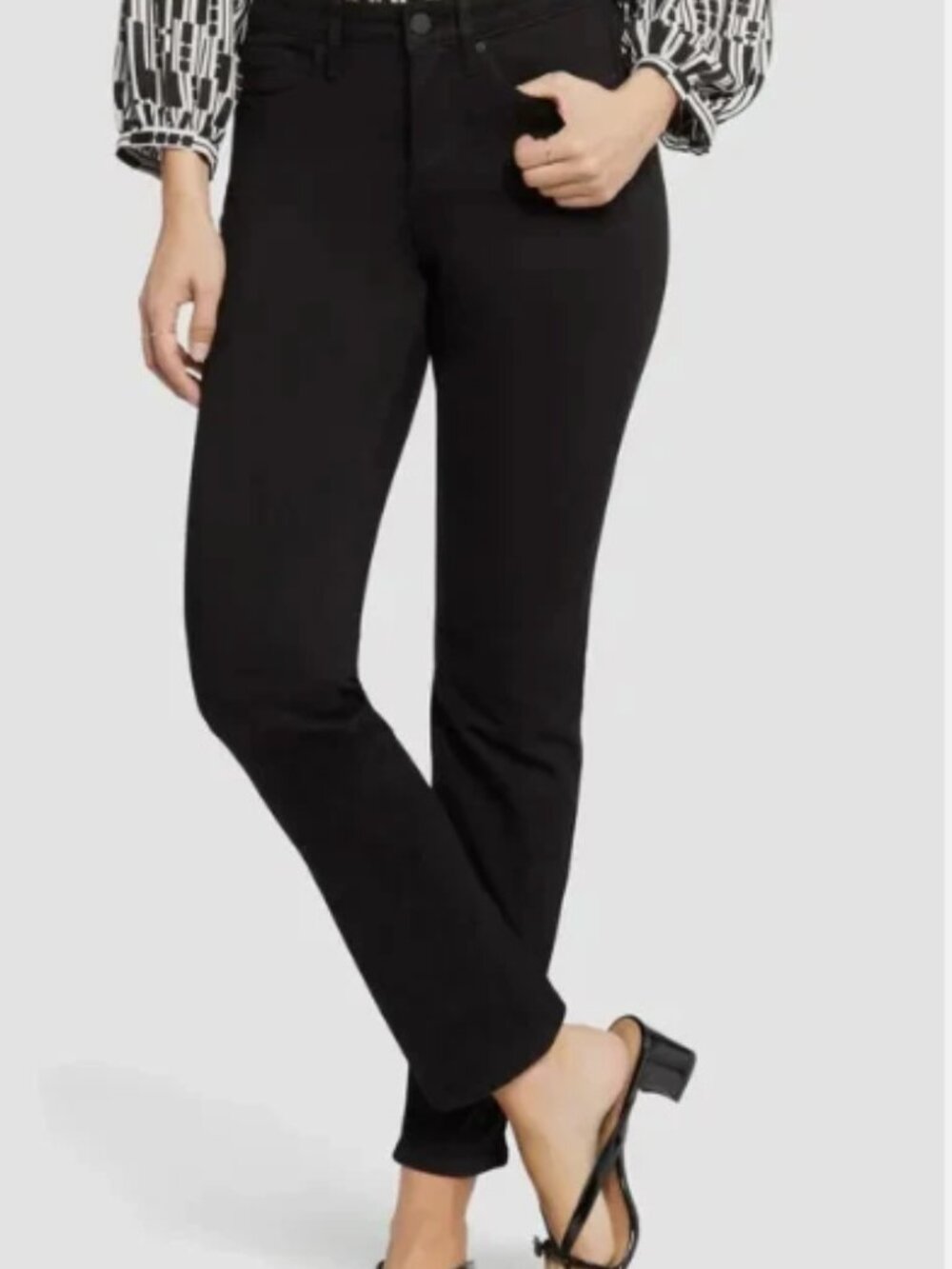NYDJ Sherri Slim Straight Jeans- Black- Size 8-Inseam 30